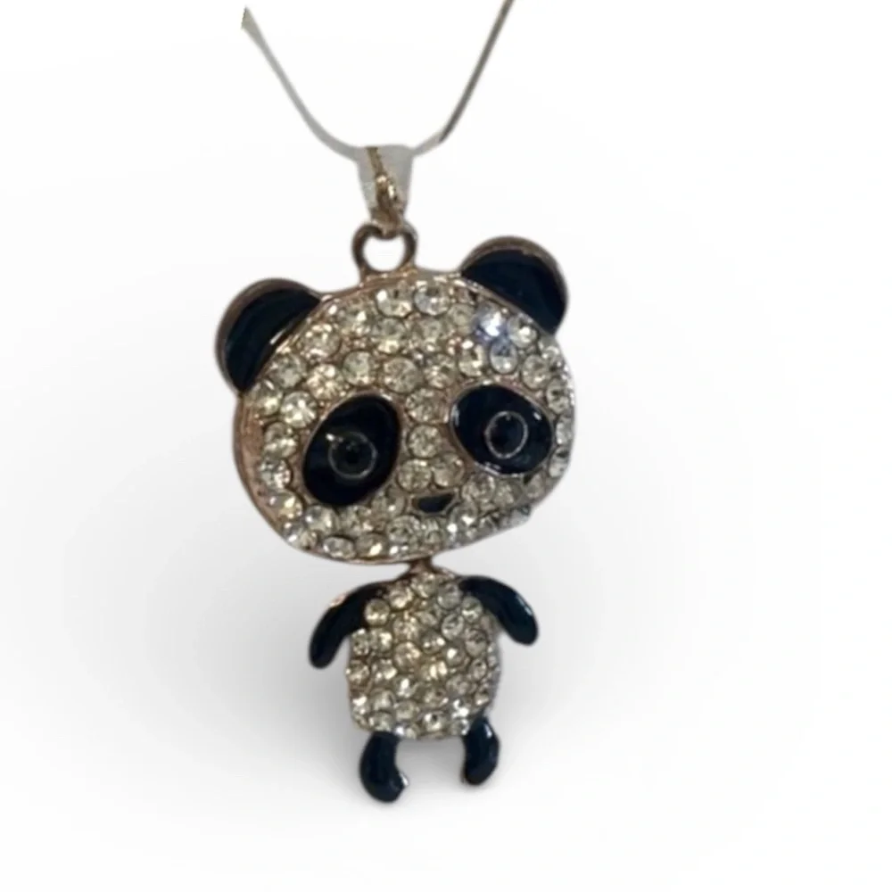 Panda Pendant Necklace Pre loved Like new Standing Panda 18”chain